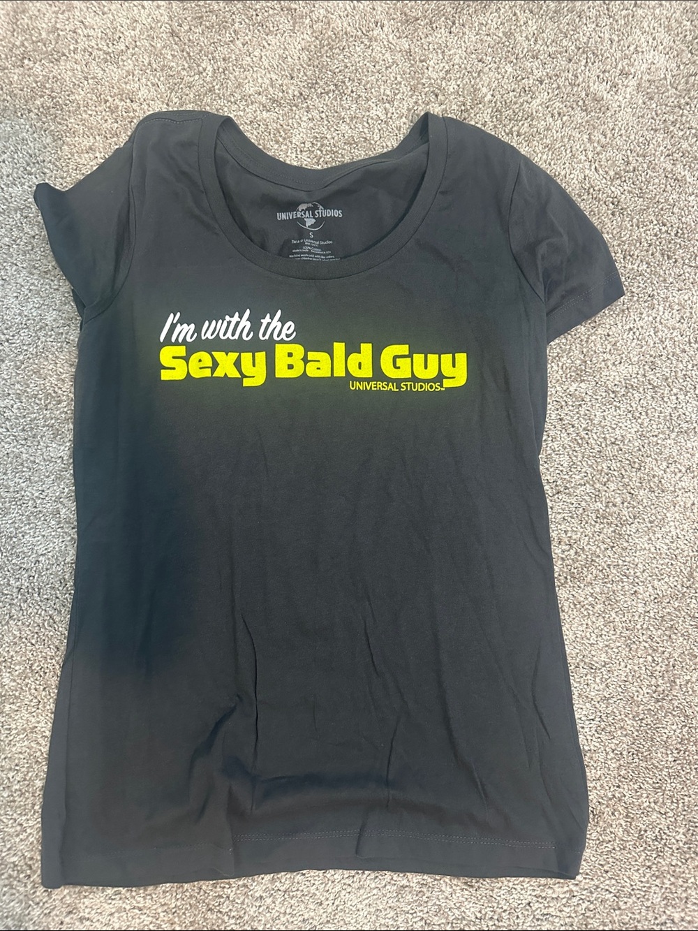 Universal Studios "I'm with the Sexy Bald Guy" Tee NWOT